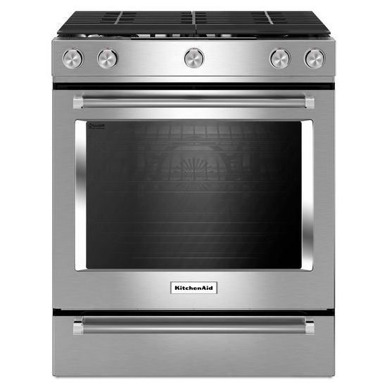 KitchenAid KITKSGG700ESS 30Inch 5Burner Gas SlideIn Convection